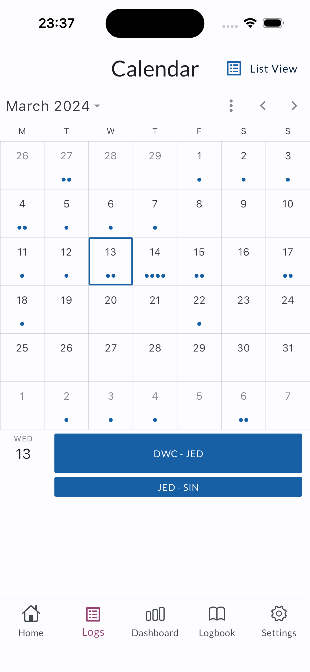 Calendar View