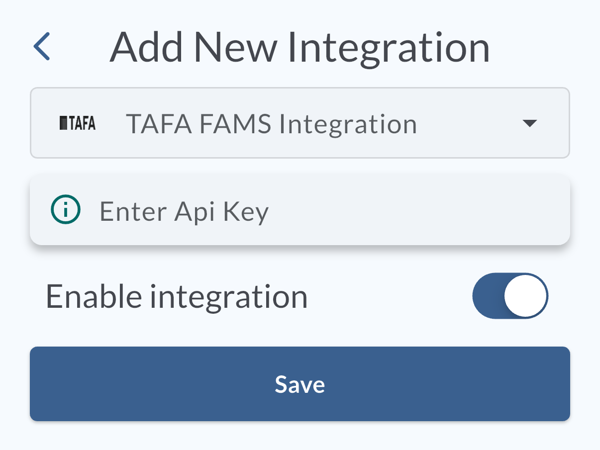 TAFA FAMS Integration