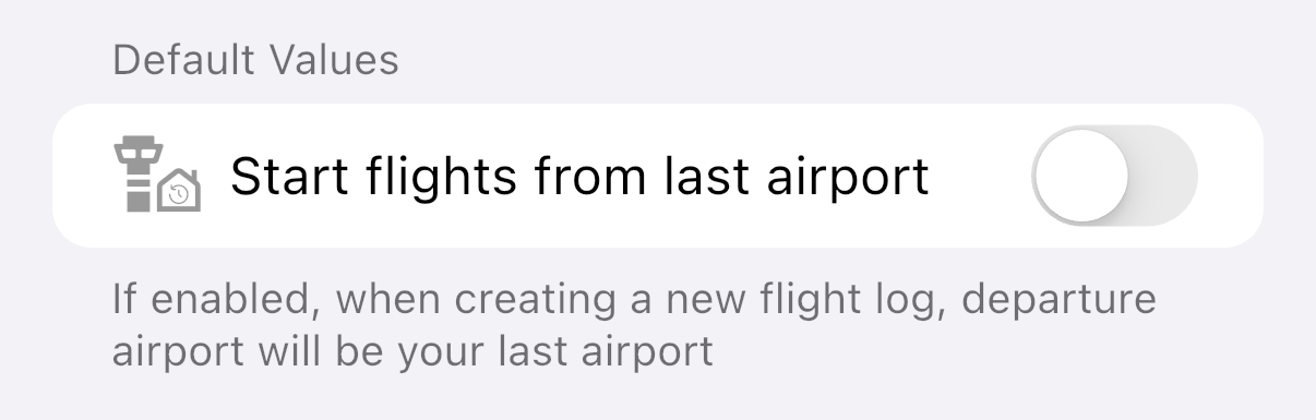 Start From Last Airport Setting